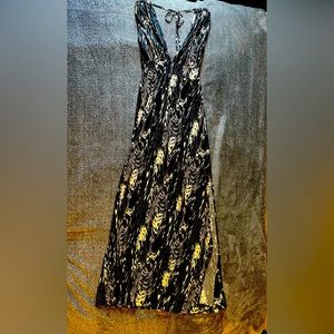 Plunging V neck maxi dress with side slits